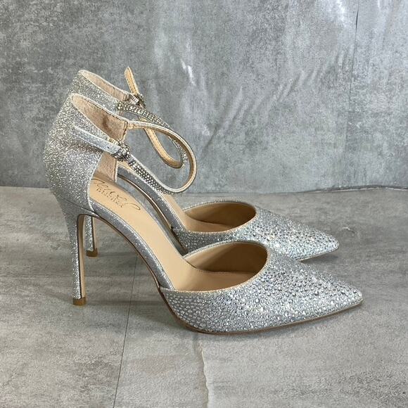 JEWEL BAGLEY MISCHKA Women's Silver Glitter Jailene Pointed-Toe Stiletto Pumps - Picture 5 of 11